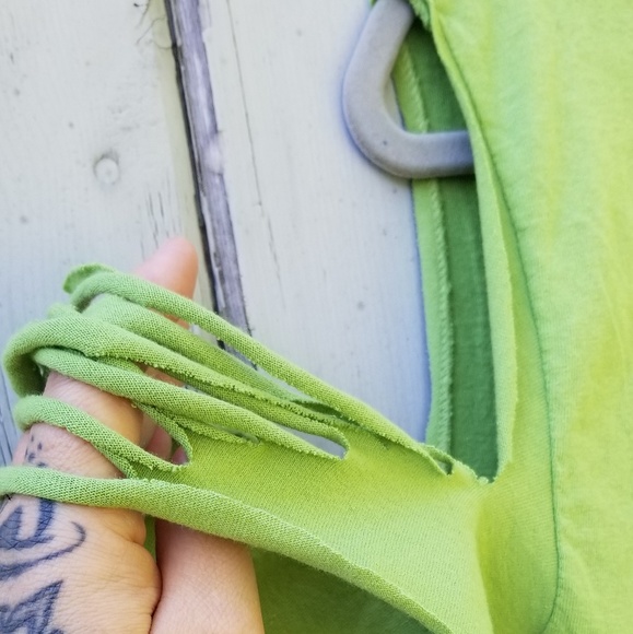 Distressed Cut Green Graphic Tee Upcycled - Picture 3 of 5